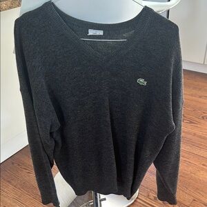 Lacoste Dark Gray V-Neck Sweater
